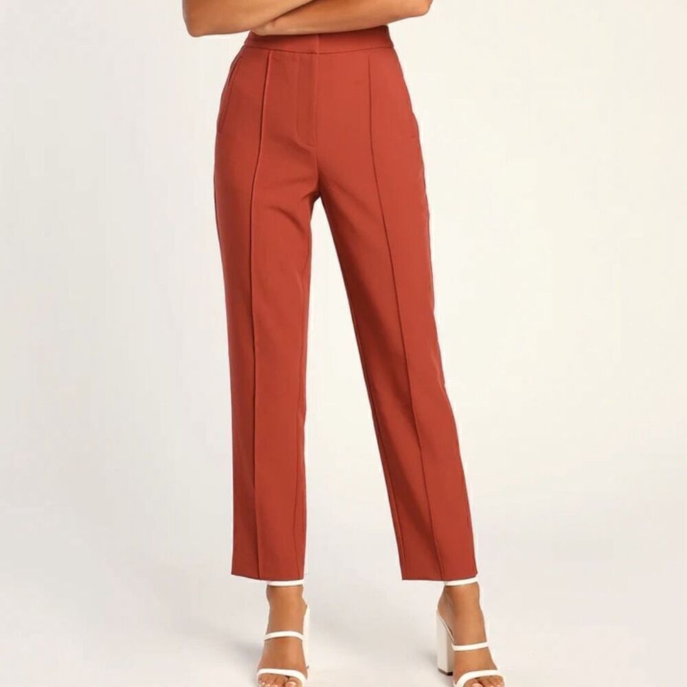 Lulus Chic Business Rust Red High-Waisted‎ Trouser Pants NWT | XL